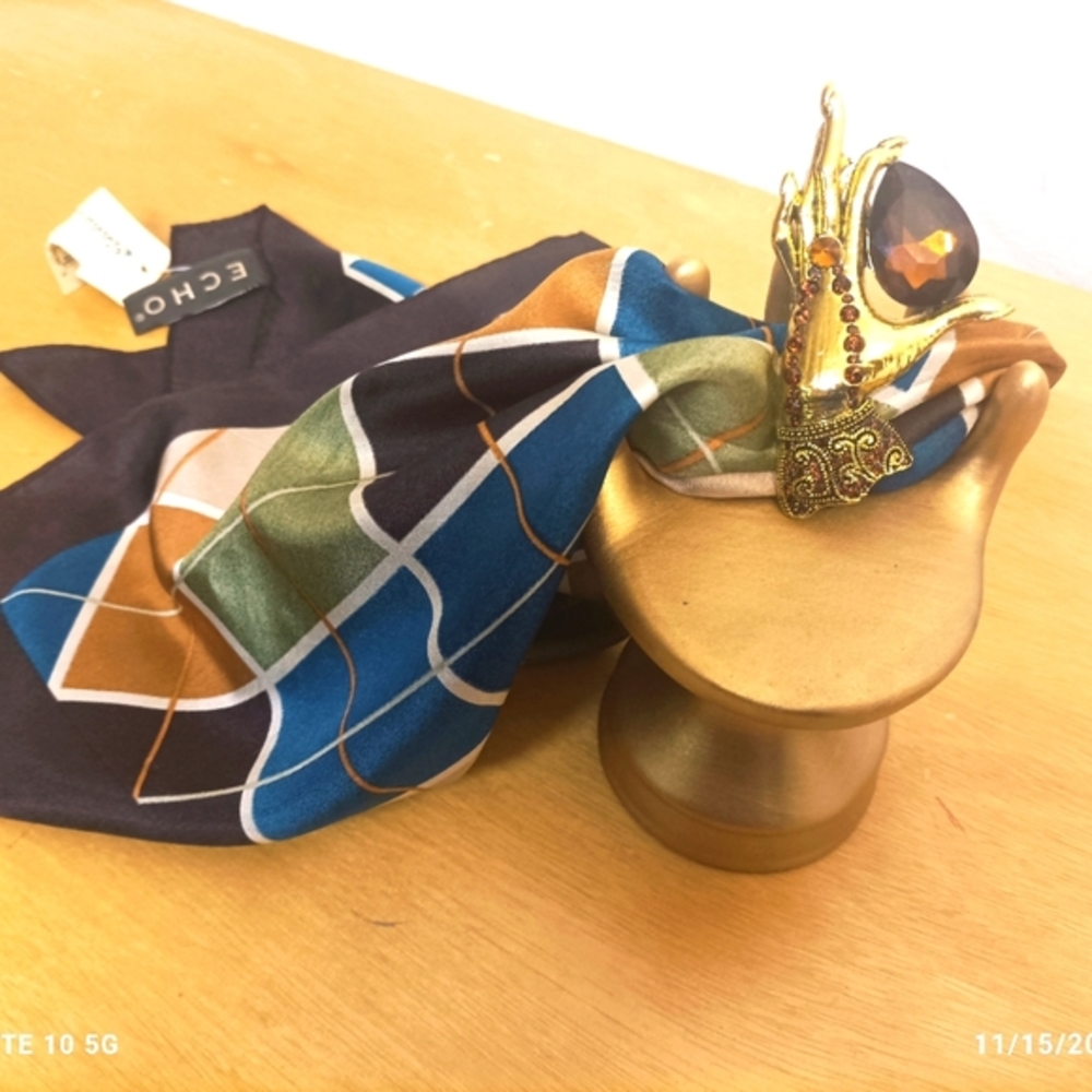 100% Silk scarf and Celestial Gem Brooch
